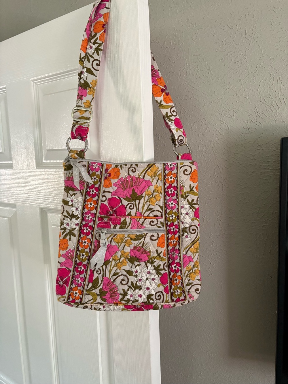 Vera Bradley Floral Shoulder Bag in Pink, Orange & Green